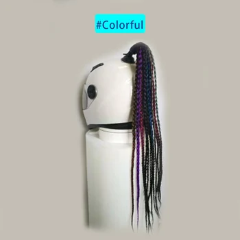 

Freestyle Motorcycle Helmet Ponytail Braids Wig With Suction Cup DIY Decoration High Temperature Fiber Helmet Braid