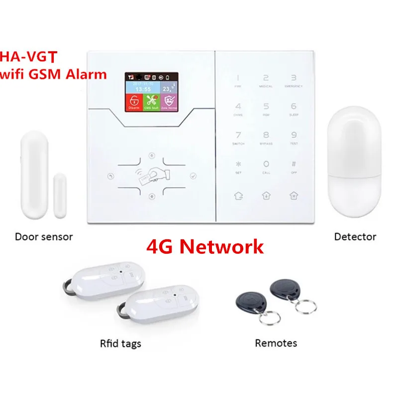 Ha-vgt sem Fio Sistema de Alarme Zona sem Fio Sistema de Alarme de Controle App e Webie Tela Colorida Ethernet ip Alarme 4g Gsm 32 de Controle Rj45 Tcp