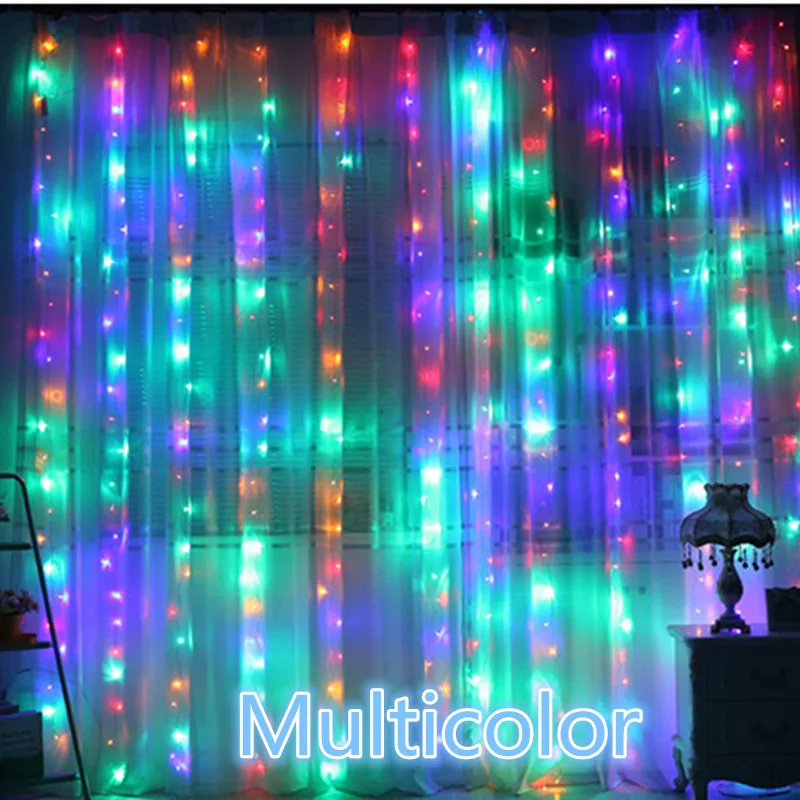 3M/6 м светодиодный светильник для занавесок Рождественский светильник струнный светильник пульт дистанционного управления USB пульт дистанционного управления восемь функций декоративный светильник для спальни - Emitting Color: color