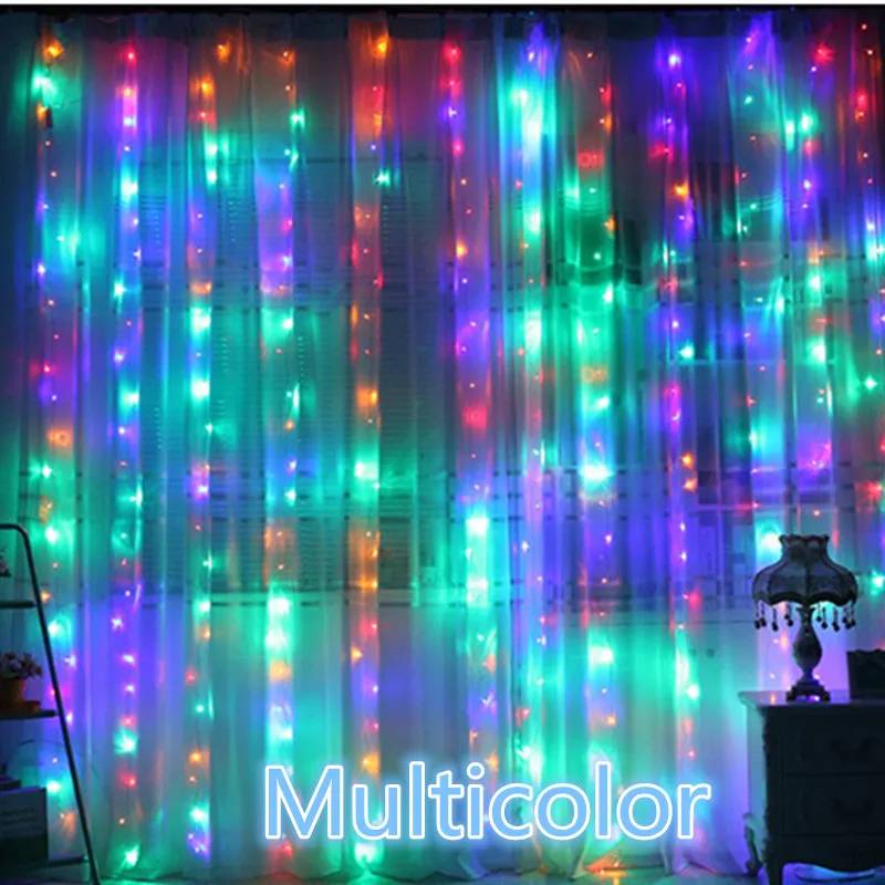color 3M/6 м светодиодный светильник для занавесок Рождественский светильник струнный светильник пульт дистанционного управления USB пульт дистанционного управления восемь функций декоративный светильник для спальни - Emitting Color: color