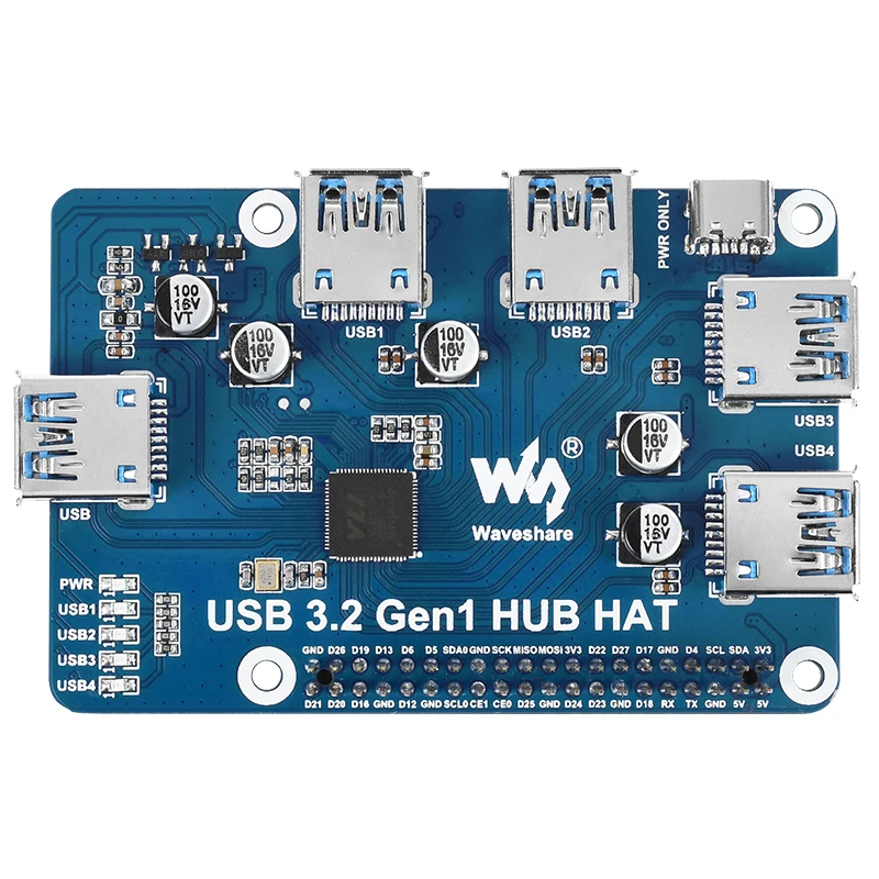 Placa de Expansão Usb Raspberry pi Hub Usb x Porta Usb 3.2 Portas Gen1 Motorista-chapéu Livre para Raspberry pi Modelo b 3b Plus 3b - Imagem 3
