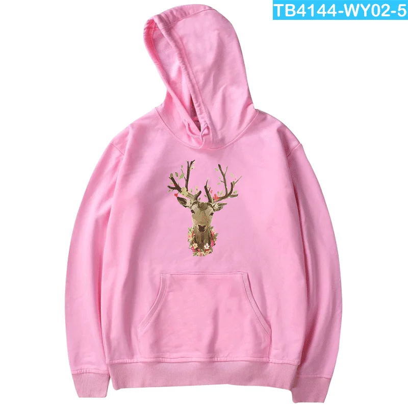 Pink WAMNI/брендовые модные толстовки с капюшоном; повседневные стильные пуловеры в стиле Харадзюку с принтом оленя; мужские осенние толстовки; худи больших размеров; - Цвет: Pink