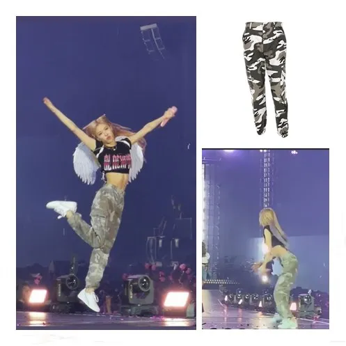 Kpop Blackpink Lisa новые женские камуфляжные брюки-карго с высокой талией и большими карманами Модные осенние уличные женские брюки с высокой талией