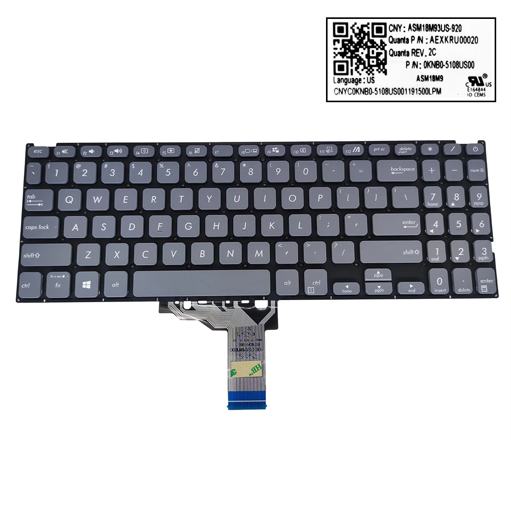 Inglês Teclado do Portátil para Asus Vivobook X509 M509 X512 X512d X509u X509fa X509d X509da X509ba Teclados dos Eua Cinza 0knb05108us00 Teclado de substituição - Imagem 6