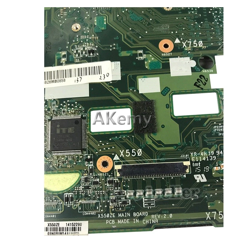 Akemy X550ZE For Asus VM590Z X550ZE laptop motherboard X550/X750 A10-7400P LVDS Test work 100%