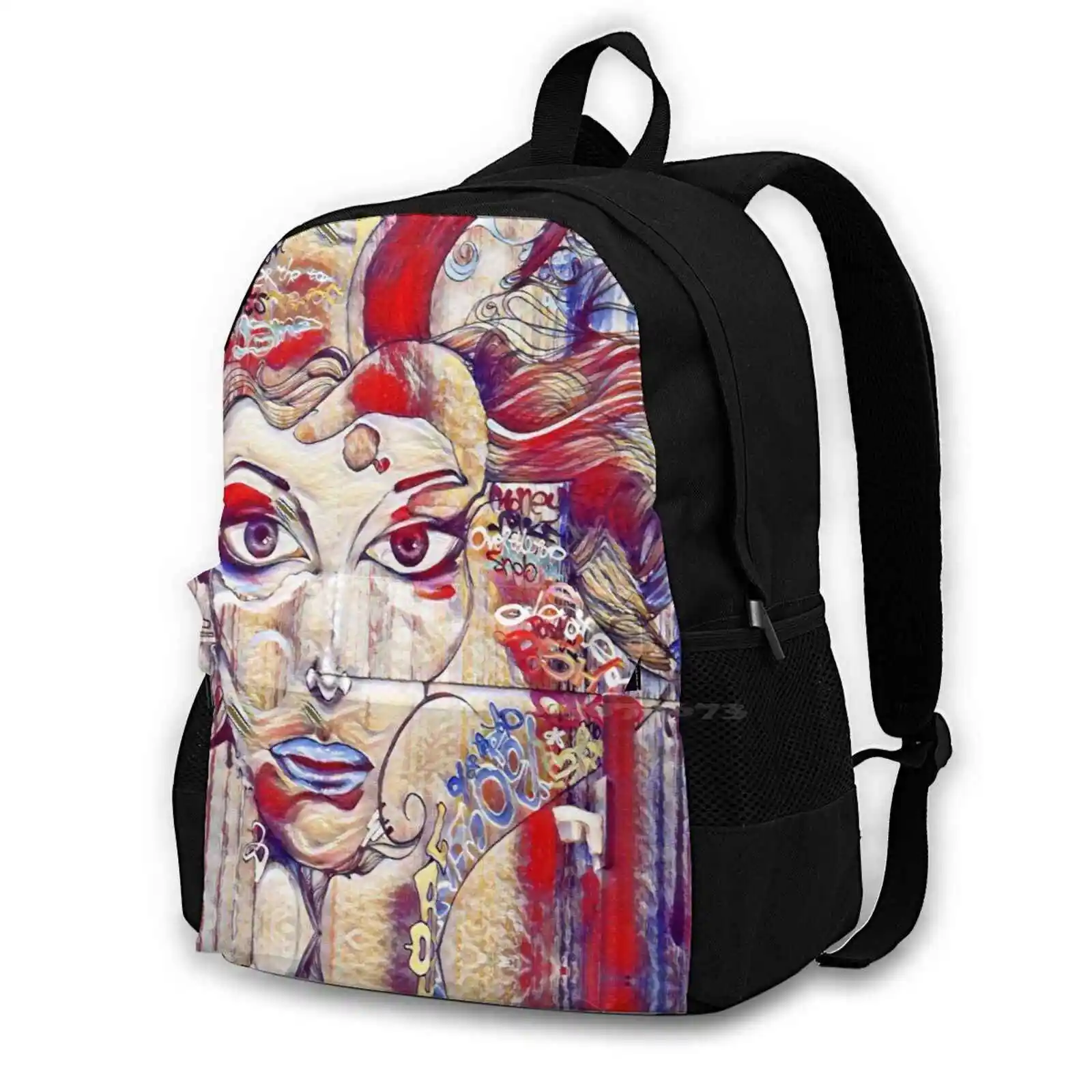 

Рюкзак с рисунком лица или искусства для студентов, школьный рюкзак для ноутбука, дорожная сумка для лица, модное искусство для женщин, художественный дизайнер для мужчин, мотивация