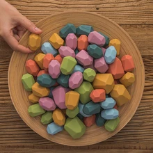 

Baby Toy Wooden Jenga Building Block Colored Stone Creative Educational Toys Rainbow Stone Wooden Toy Excellent gift for newborn