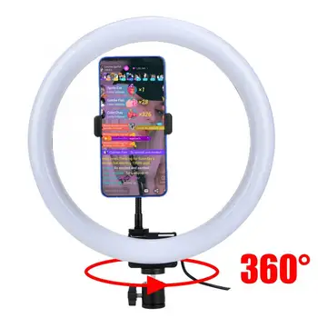 

TPD668 12W 12 Inch 160LED Dimmable Ring Light 3200K-5600K for Makeup with Ball Head Phone Clip Photo Light