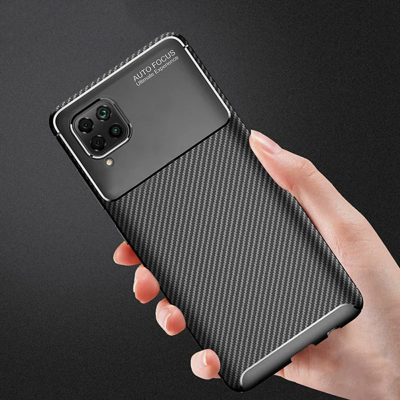Чехол из углеродного волокна для телефона Huawei P30 Lite чехлы мягкого ТПУ Матовый