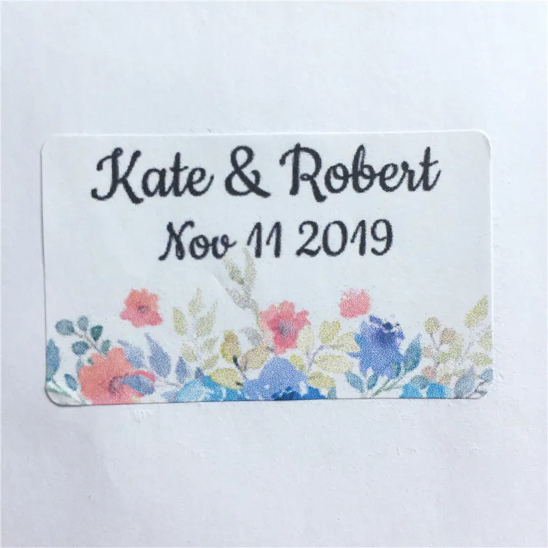 

100 Pieces Custom Wedding Stickers Rectangle Adhesive Labels Personalized Name and Date Gift Seals