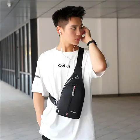 

Oxford Cloth MEN'S Messenger Bag Mini Sports Backpack 2019 New Style Casual Chest Pack Men's Korean-style Fashion Man Shoulder B