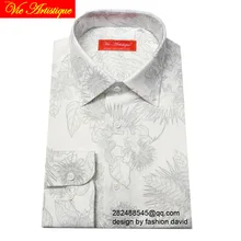 Индивидуальный заказ для мужчин на заказ хлопок цветочные рубашки бизнес формальные свадебные ware блузка белая нить цветок Мода Давид