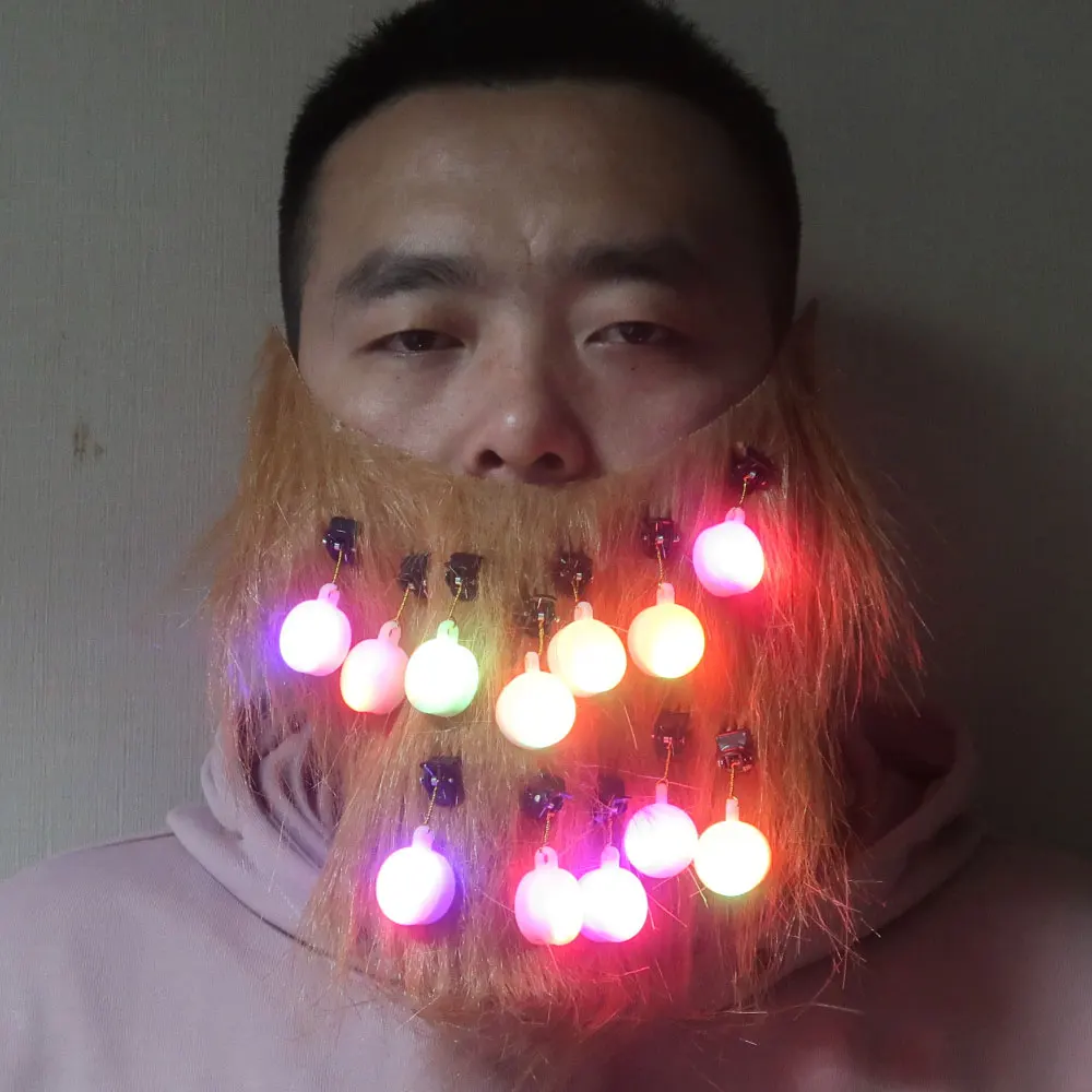 12pcs Set LED Beard Light Christmas balls Clip Bells Hanging Home Party Decoration Accessories Glow in the dark Random Colors