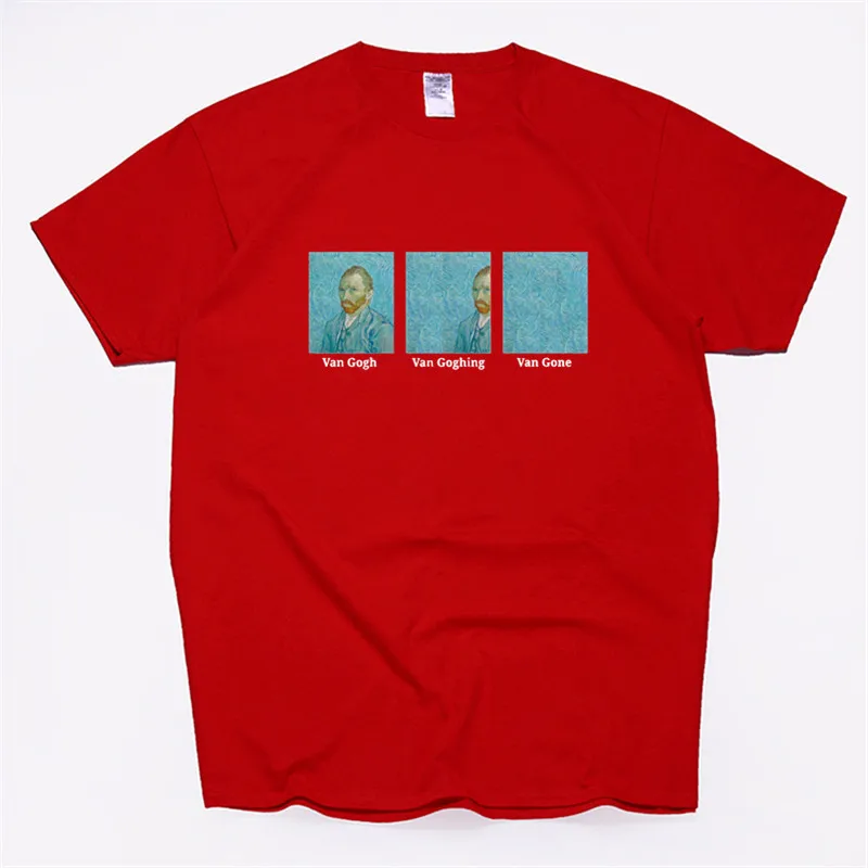 Van Gogh Van Goghing Van Gone Meme забавная футболка унисекс хипстеры милый Печатный Тройник женский хлопок размера плюс Harajuku Графические тройники - Цвет: T119W-red