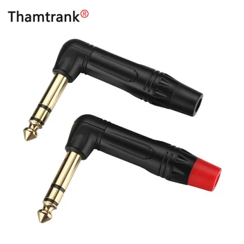 

10pcs/lot Right Angle Jack 6.35mm 3 Poles Stereo Male Connector Gold Plated 1/4 Inch Plug Microphone Connector 5Pairs Red+Black