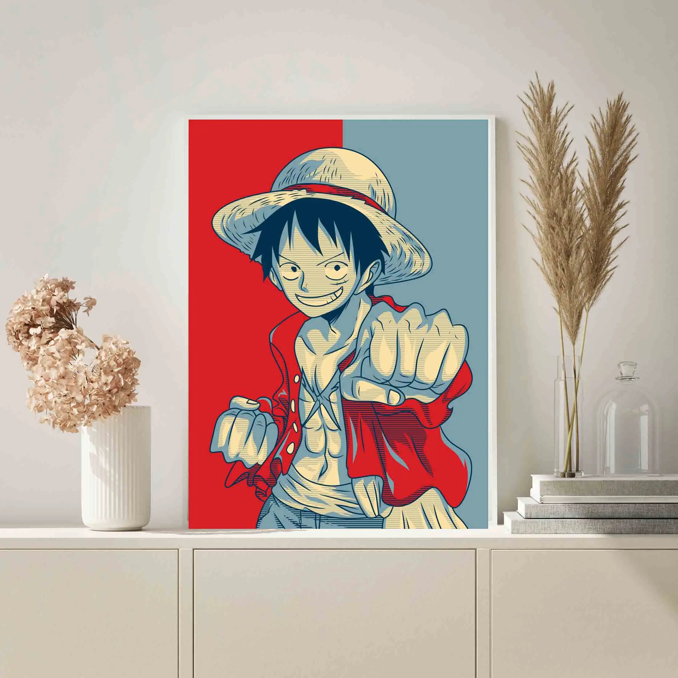 Lienzo 5 Piezas Pintura Arte de Pared Anime Poster Picture One Piece Monkey D Luffy Poster Wall para decoración del hogarSKSKUE