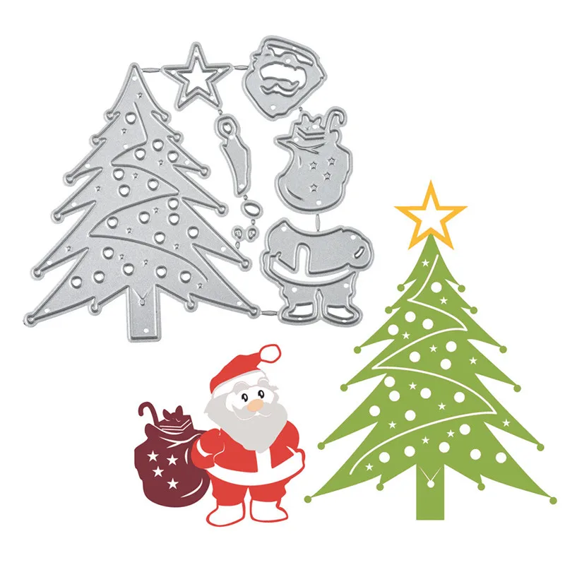 

Kokorosa Dies Cutting Christma tree Santa Claus Metal Cutting for DIY Scrapbooking Craft Card Embossing Die Cut New Template