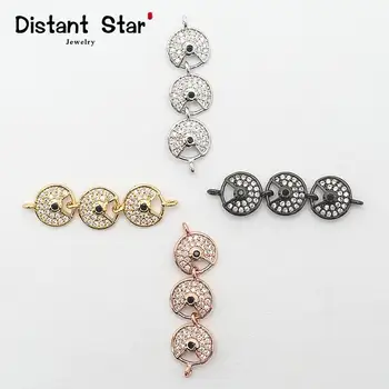

0.4*1.3in Exquisite Brass Zirconia Diy Jewelry Bracelet Making Bracelet Necklace Jewelry Accessories Connector Round Micro Inlay