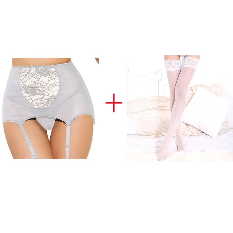 Нижнее белье прозрачное Babydoll подвязка пояс чулки стринги женская ночная рубашка сексуальное кружевное женское белье нижнее белье Эротические костюмы - Цвет: fz201-white2PC