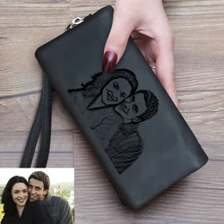 NEW Women Photo Wallet Personalized Gift for Mom Her Ladies Long Custom Engraved Wallets Double Zipper Clutch Mother's Day Gifts