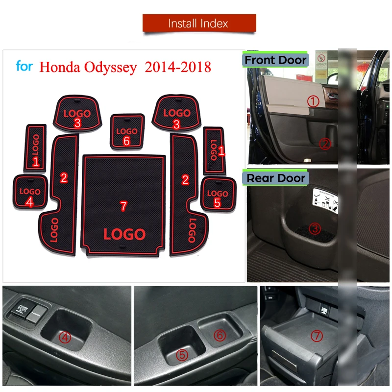Противоскользящий резиновый подстаканник со слотом для ворот Honda odysley 2014 2015 2016 2017
