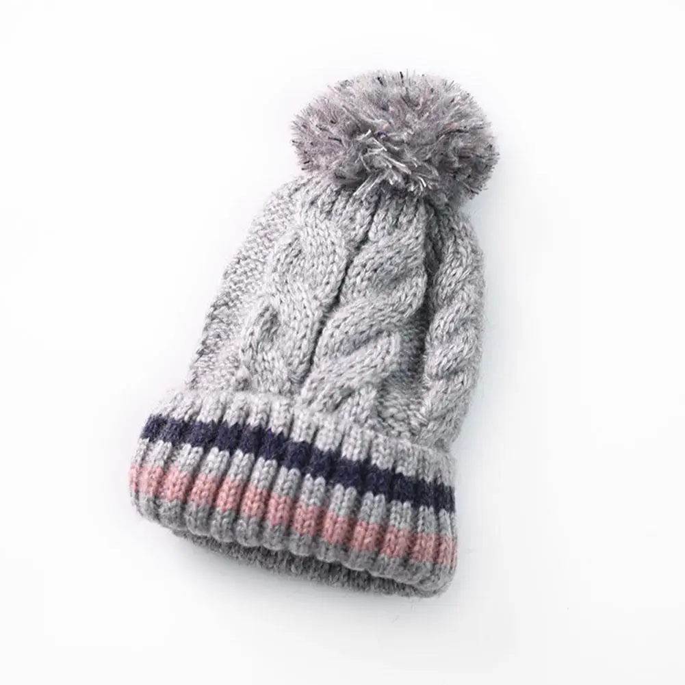 gray MISSKY Beanies дышащая полосатая утолщенная шерстяная вязаная шапка головной убор женская шапка на осень и зиму - Цвет: gray