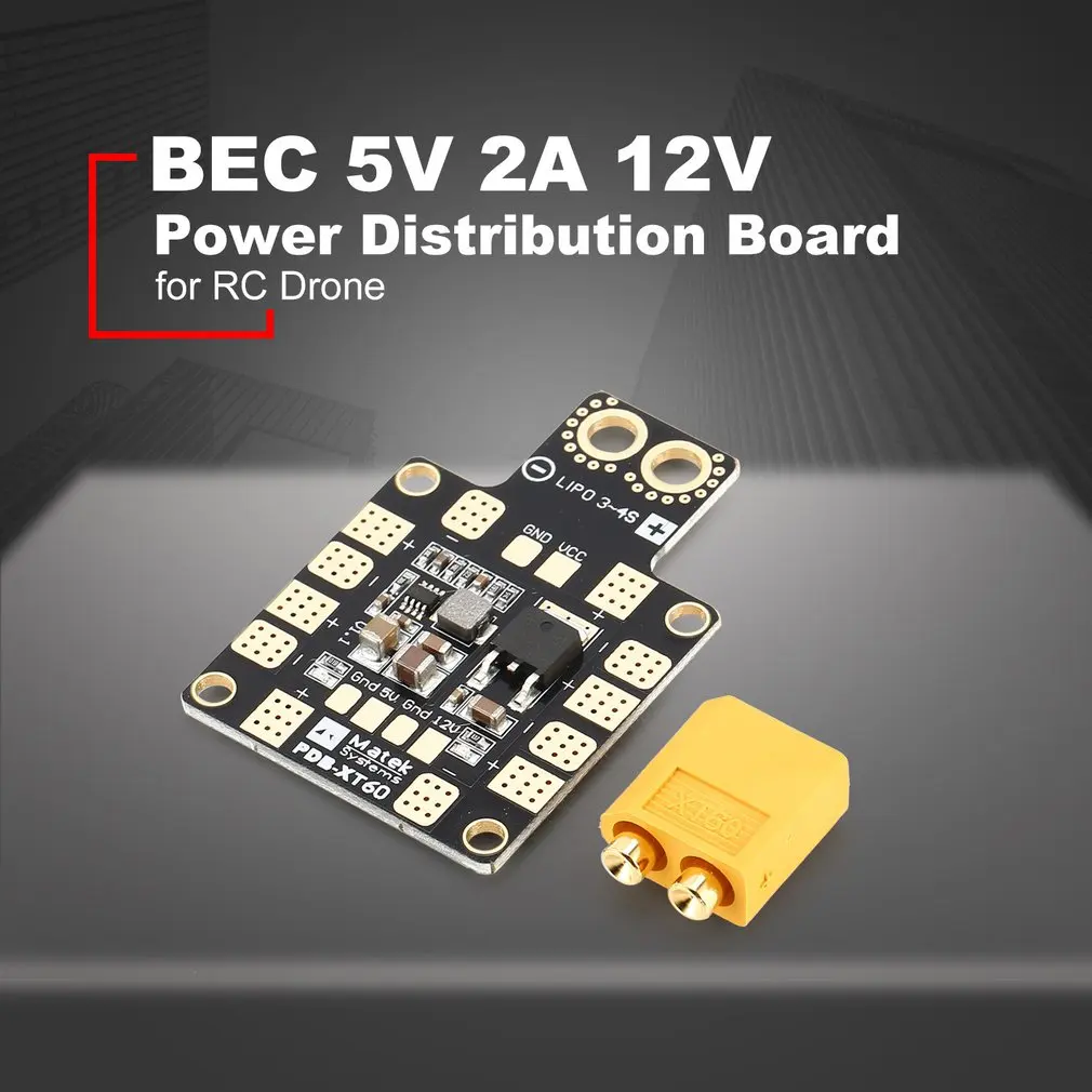 PDB XT60 Дрон Lipo 3 4S распределительная плата питания с W/ BEC 5V 2A 12V 0.5A для RC FPV