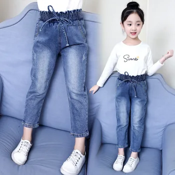 

Girls jeans 2020 new spring and autumn clothes loose Korean trousers casual pants children