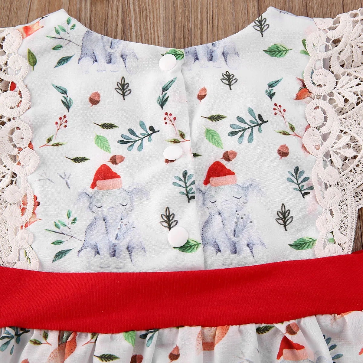 Рождественский Комбинезон для маленьких девочек 0-24 месяцев, кружевной комбинезон с цветочным принтом, костюм без рукавов, Рождественская одежда для маленьких девочек
