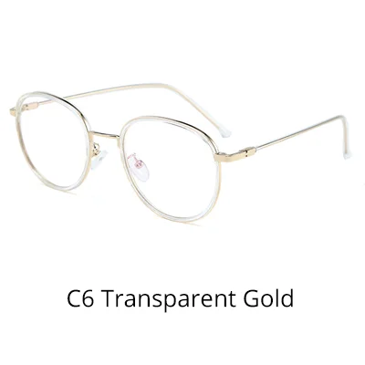 Ralferty, женские круглые очки, Женская оправа для очков, Ретро стиль, прозрачные оптические очки, оправа без диоптрий, близорукость, класс, очки D16011 - Цвет оправы: C6 Transparent Gold