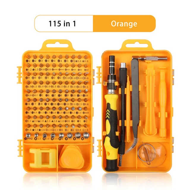 Computer Repair Kit,122 in 1 Magnetic Laptop Screwdriver Kit, Precision Screwdriver Set, Small Impact Screw Driver Set with Case 115 in 1 Yellow