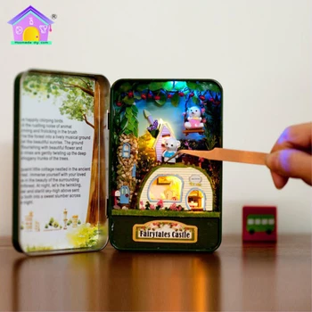 

Hongda Wooden DIY Dollhouse Iron Box Doll Houses Miniature Home Furniture Mini Toy House Assemble Christmas Gifts Craft E Series
