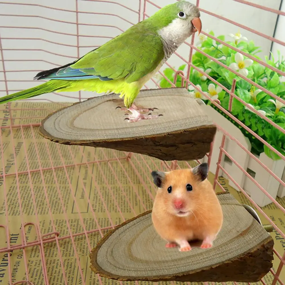 Pet Parrot Wood Platform Stand Rack Toy Hamster Branch Perches for Bird Cage | Дом и сад