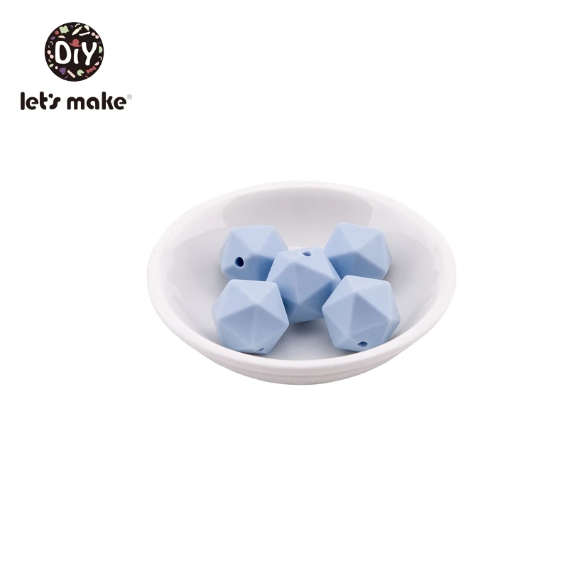 Давайте сделаем силиконовые бусины Восьмиугольные силиконовые бусины 20 шт. 14 мм BPA бесплатно Прорезыватель игрушки DIY аксессуары пустышка цепи детский Прорезыватель - Цвет: candy blue
