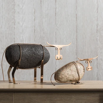 

Home Room Decoration Accessories Abstract Metal Frame Bull Ornament Cattle Office Desk Decorative Ornament Accessories Gift