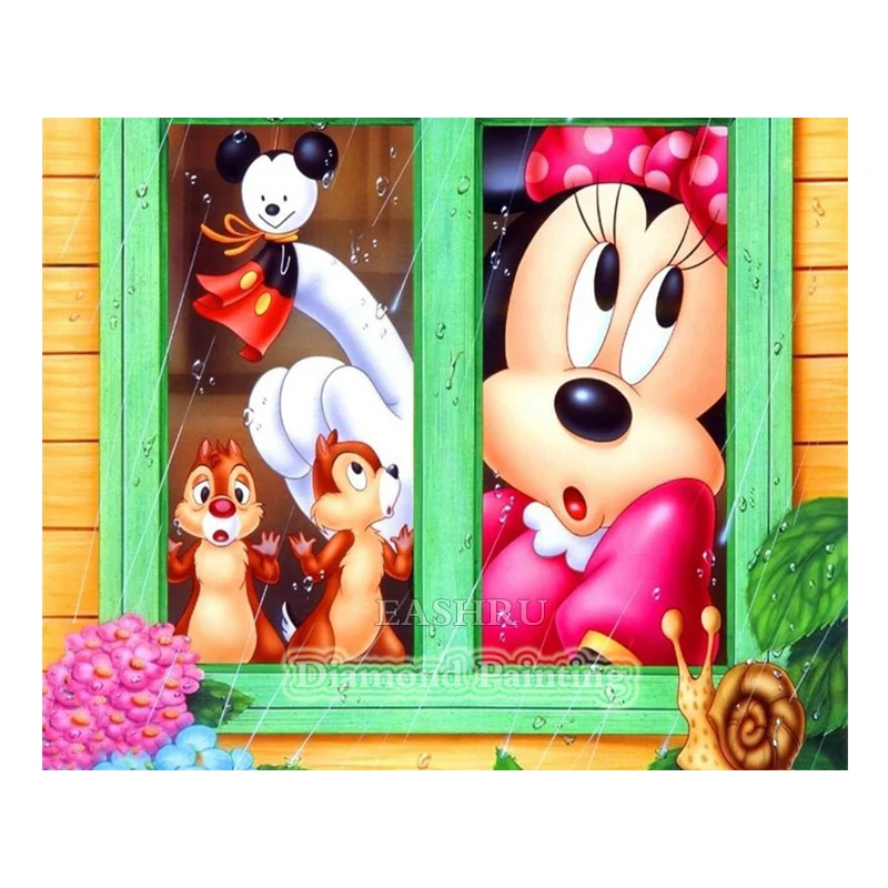 EASHRU Cartoon Animal Pink 5D Diamond Painting Cross Stitch Embroidery Needlework Full Square Drill Home Decor PT4370 | Дом и сад