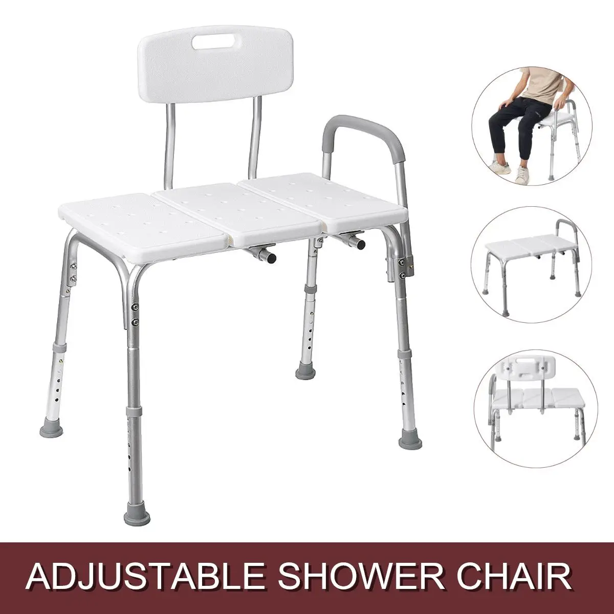 

67*41*92cm Elderly Bath Shower Seat Adjustable Pregnant Women Kids Spa Stool Chair With Armrests Backrest Bathroom Furniture