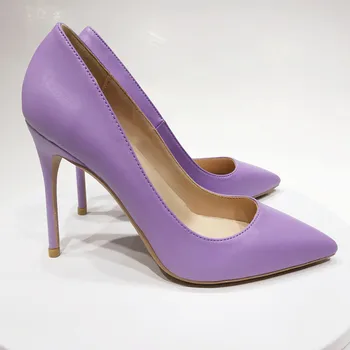 

2020 autumn new light purple comfortable high heels pointed stiletto shallow mouth single shoes taro purple women's shoes 10cm