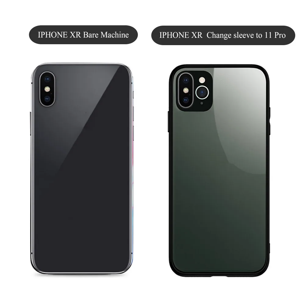 Cellphone Case Glass Back Cover For IPHONE XR Case Cover Changed To 11 Pro Rear Camera soft edge TPU Case Cover 6.1 inch 19OCT23