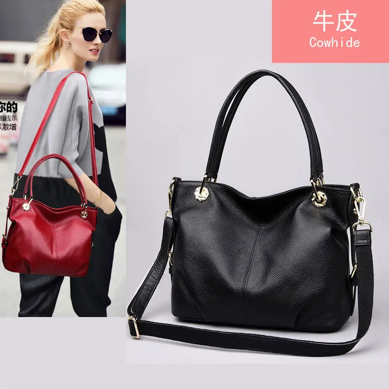 

Europe And America Handmade WOMEN'S Leather Bags 2019 New Style Elegant Large-Volume Crossbody/shoulder Bag Handbag Simple Full-