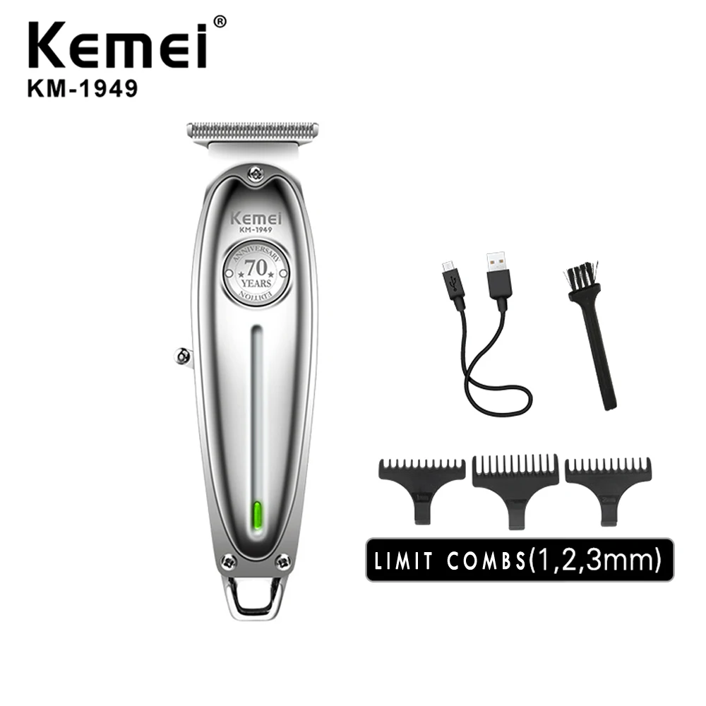 Professional Hair Cliper Men Electric Cordless Hair Trimmer 0 mm Balding Head Tool T-Blade Finishing Hair Cutting Machine Kemei