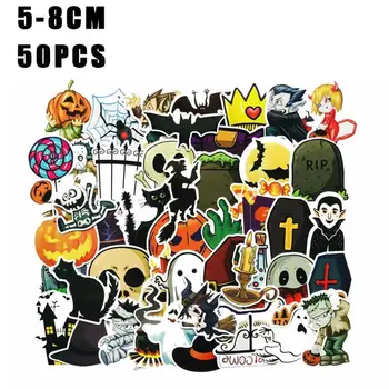 

50PCS New Halloween Stickers Horror Funny Pumpkin Sticker for Kid Toy DIY Motorcycle Laptop Skateboard Guitar Helmet Car Decals