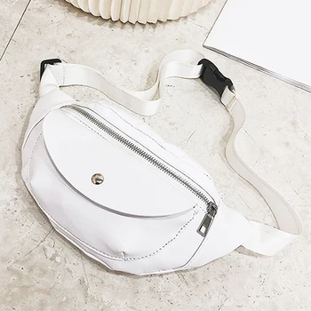 

Women Waist Bag Fashion Crossbody Bags Fabre Leather Messenger Shoulder Bag For Lady Black And White Femme Bags