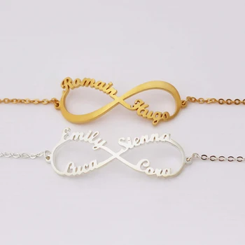 

Personalized Heart Infinity Name Bracelet Stainless Steel Custom 1-4 Names Infinity Bracelets Handmade Jewelry Women Birthday