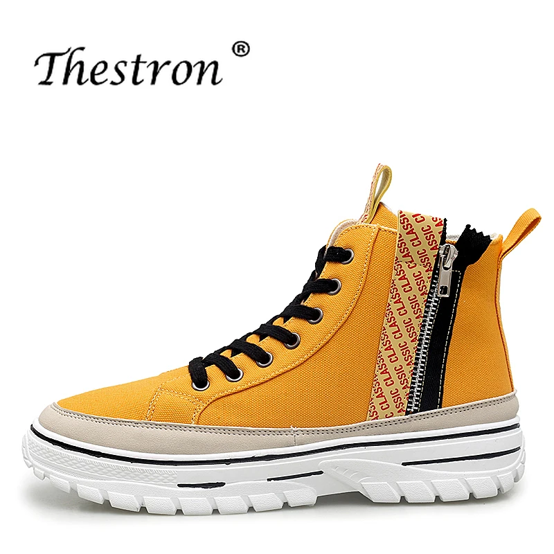 

2019 New Trend Boy Canvas Shoes High Top Flats Footwear For Men Designer Wearable Young Sneakers Luxury Brand Man Shoes