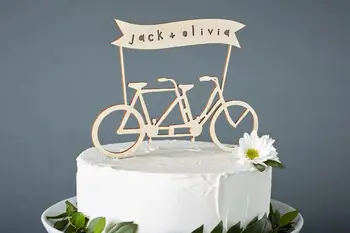 

Tandem Bike Wedding Cake Topper - Bicycle Cake Topper - Birch Lasercut Cake Topper