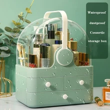 Jewelry Storage New Transparent Cosmetic Storage Box Handhled Shelf Beauty Skin Care Lipsticks Container Nice Gift for Girl