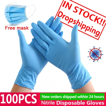 

100PCS disposable Nitrile gloves guantes de nitrilo Disposable Kitchen latex medical gloves Dishwashing Rubber PVC nitrile Glove