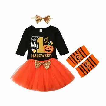 

5Pcs Newborn Baby Girl 1st Halloween Bodysuit Romper Tutu Dress Outfits Clothes