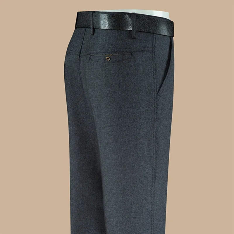 Pantalones de vestir elegantes para hombre, pantalón largo liso, pantalones ceñidos, Color negro, 2021